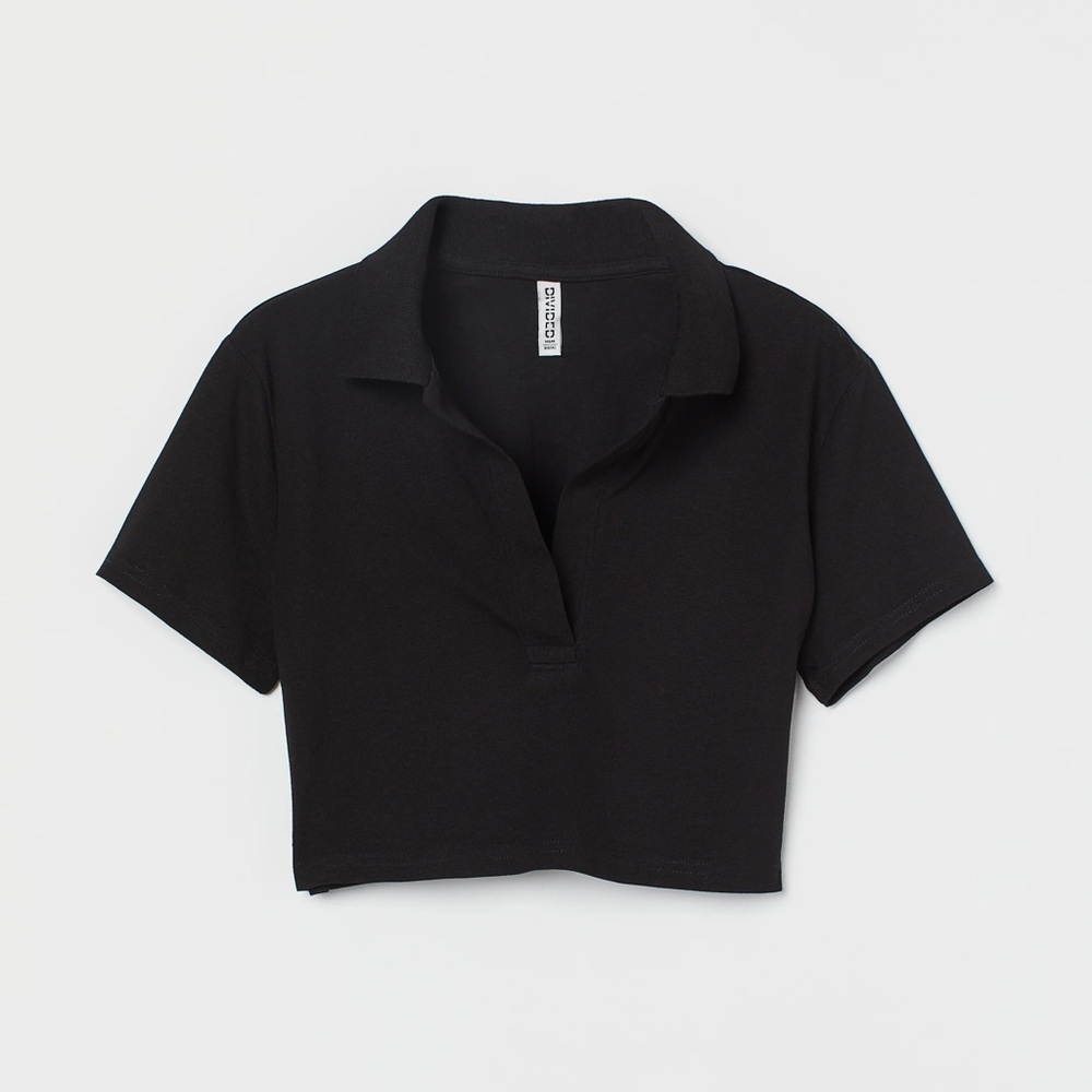 MOVING SALE H&M Black Collared Crop Top